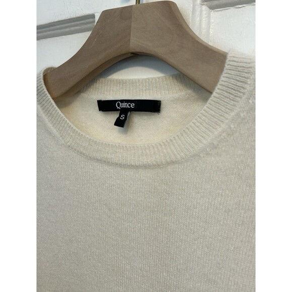 Quince Women's Mongolian Cashmere Crewneck Sweater Ivory Sleeved Top S - Picture 4 of 8